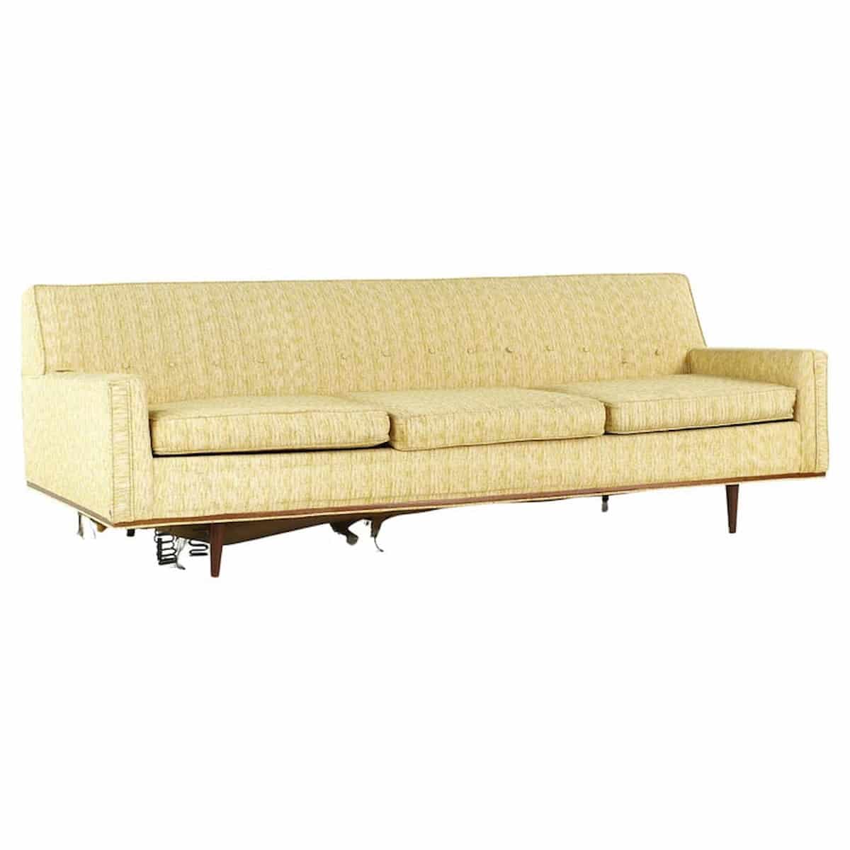 Milo Baughman Style Selig Mid Century Walnut Sofa