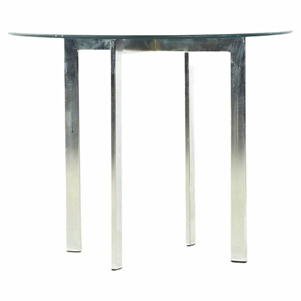 pace collection style mid century chrome and glass side table