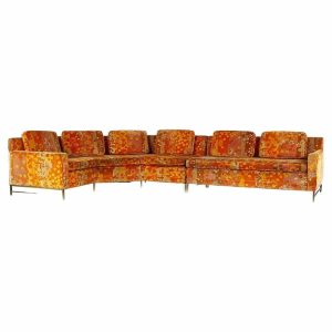 Paul Mccobb for Directional Mid Century Sectional Sofa with Jack Lenor Larsen Primavera Velvet Fabric