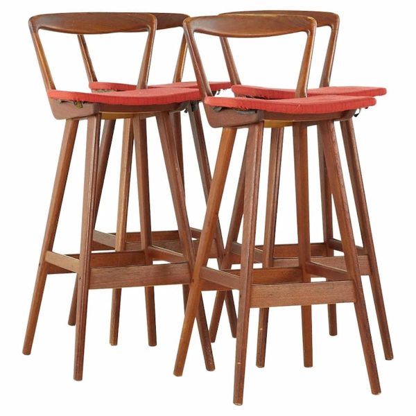 rosengren hansen for brande møbelfabrik mid century teak bar stools - set of 4