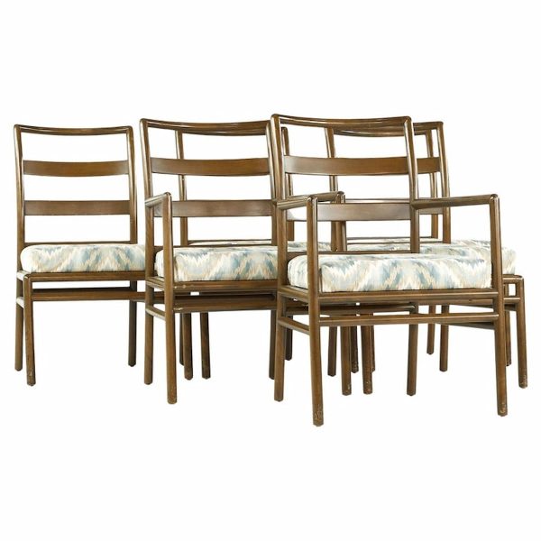 t.h. robsjohn gibbings for widdicomb mid century walnut dining chairs - set of 6