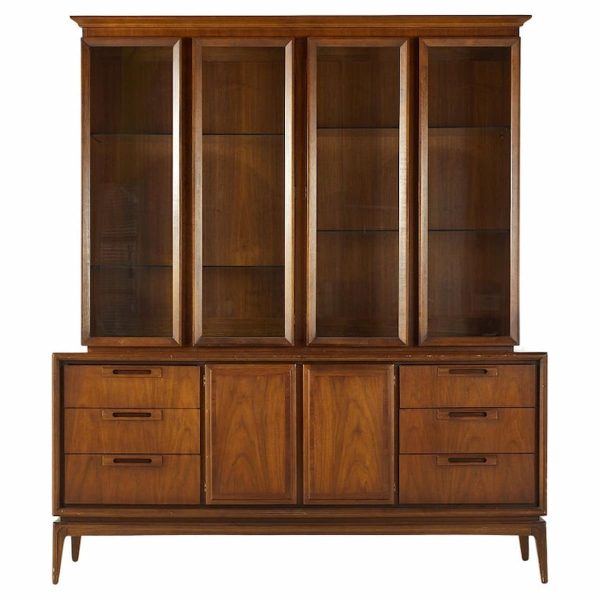united furniture mid century china walnut cabinet