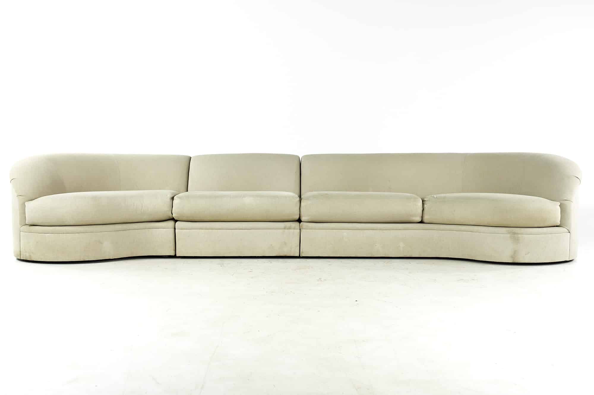 Vladimir Kagan Style Directional 4 Seat Curved Sofa