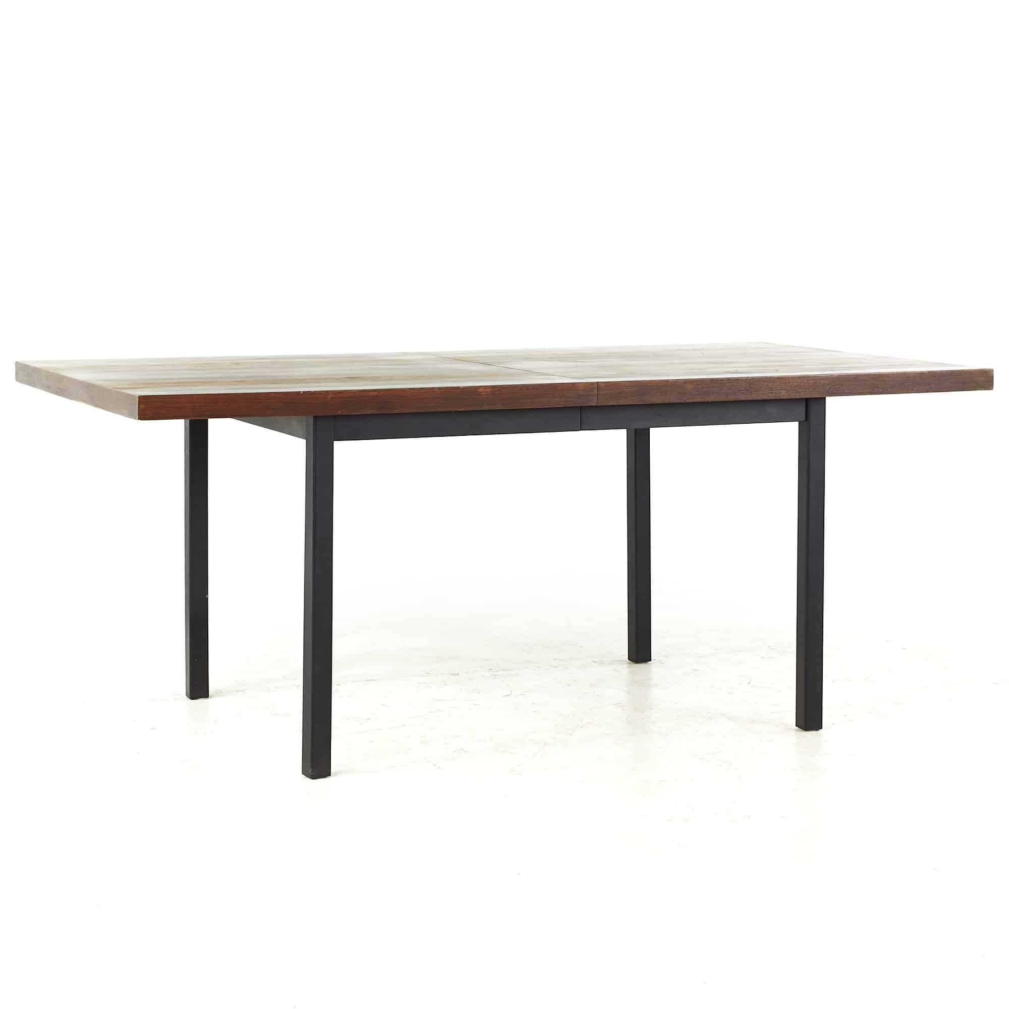 Milo Baughman for Directional Mid Century Multi Wood Expanding Dining Table with 2 Leaves