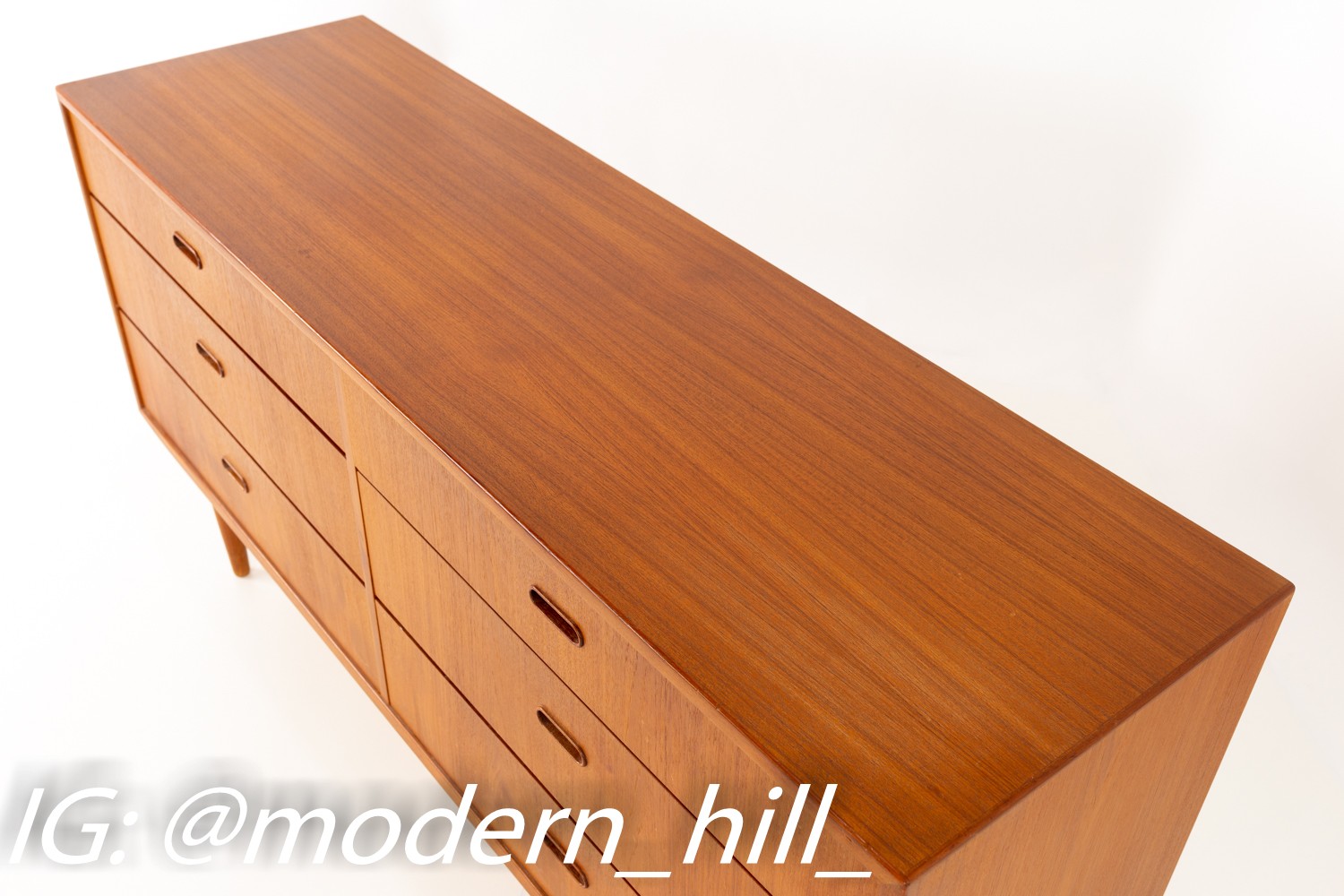 Danish Mid Century Modern Teak 6 Drawer Dresser