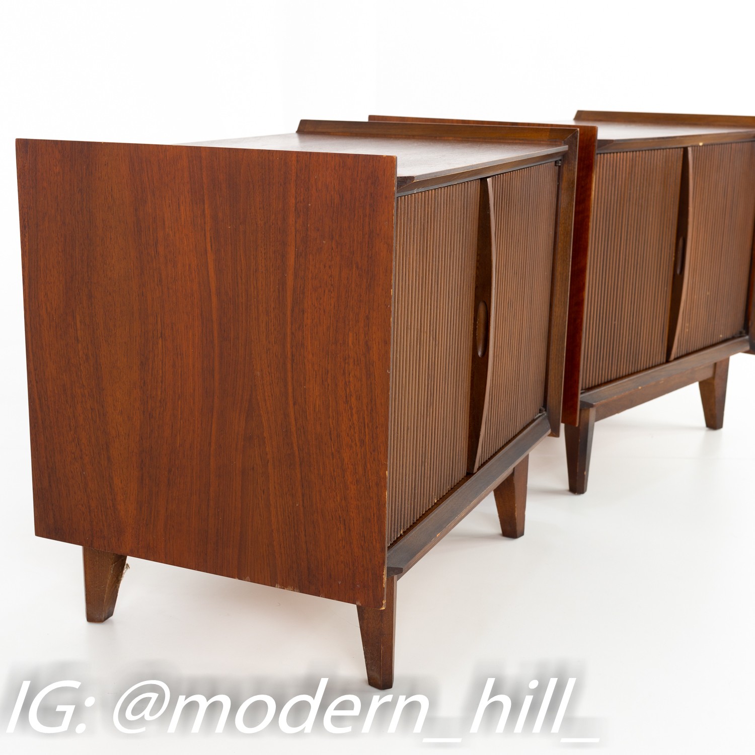 Lane First 1st Edition Mid Century Nightstand Media Record Cabinets - Matching Pair