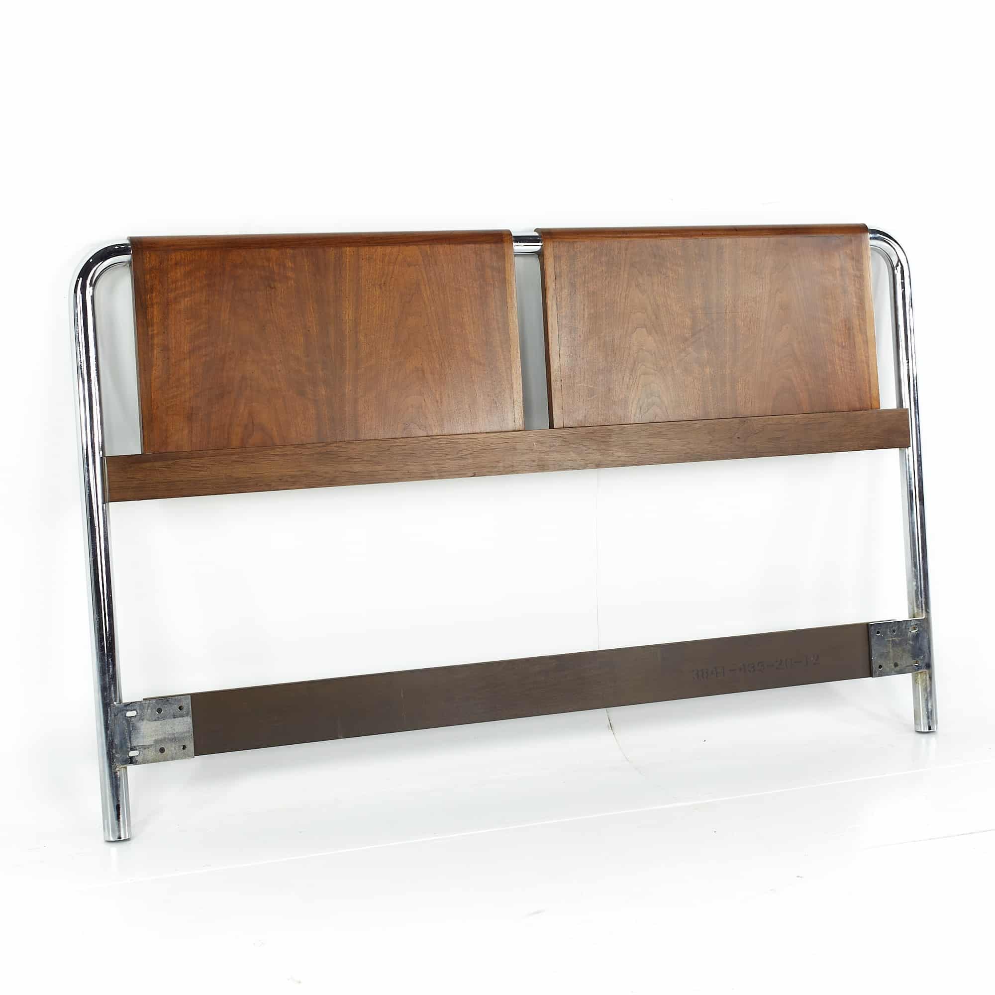 Founders Mid Century Walnut and Chrome Queen Headboard