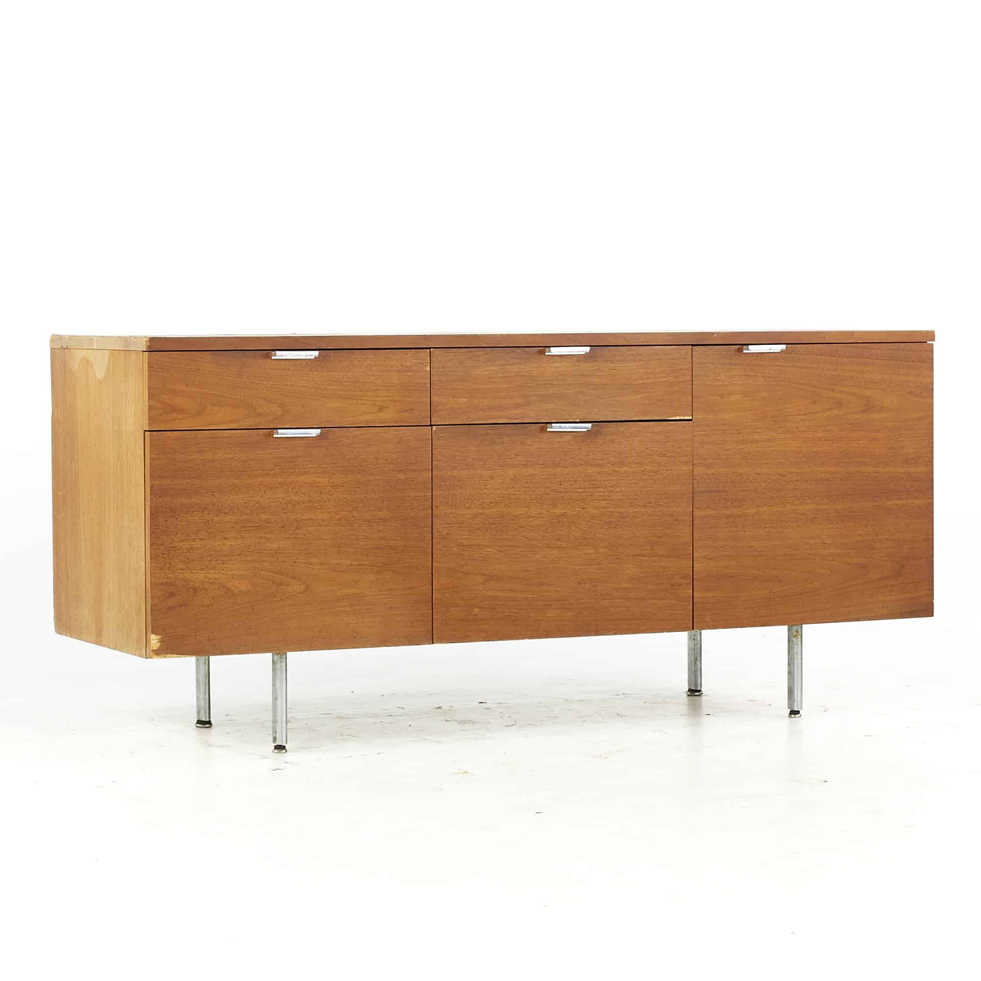 George Nelson Mid Century Walnut and Chrome Sideboard