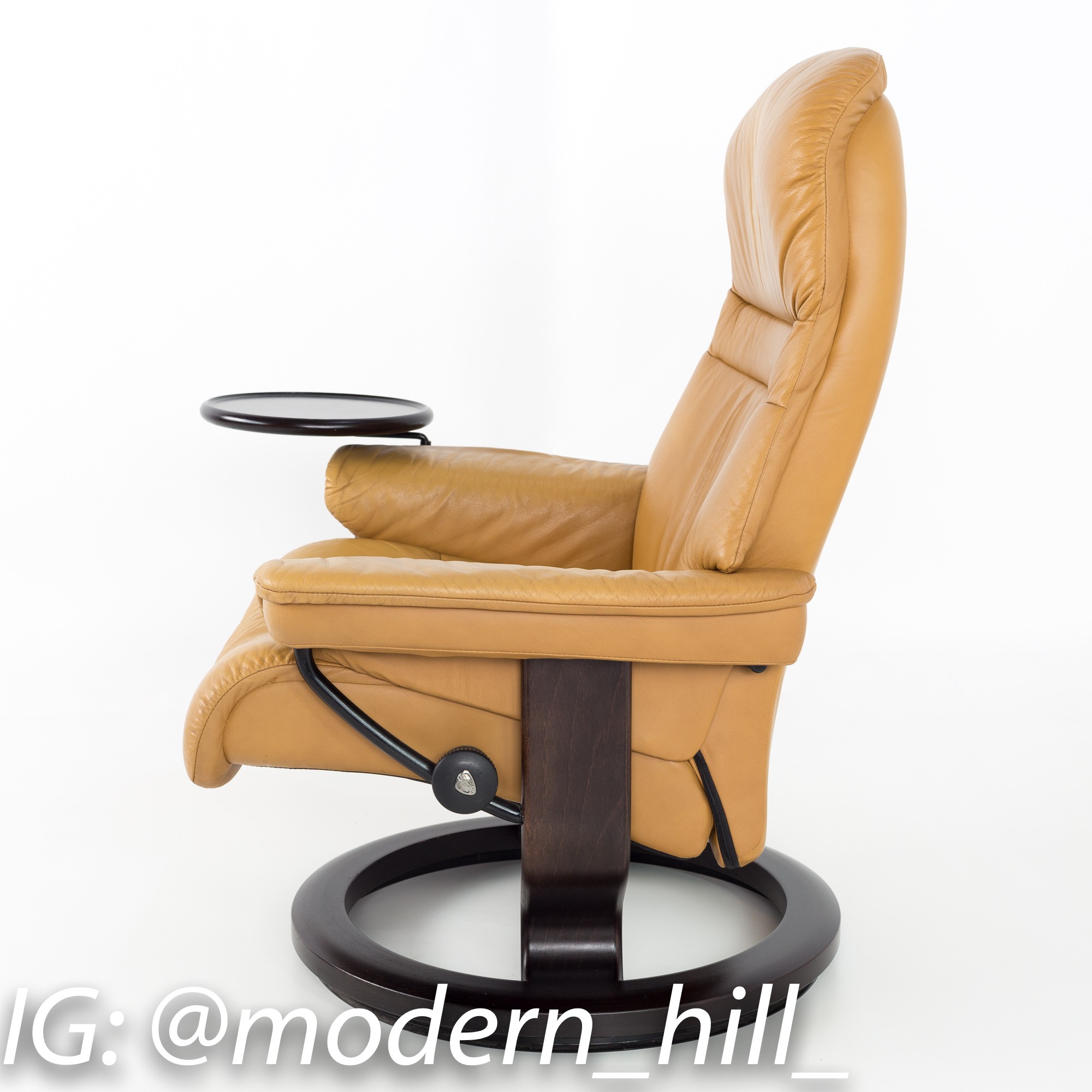 Ekornes Stressless Leather Chair and Ottoman with Side Table