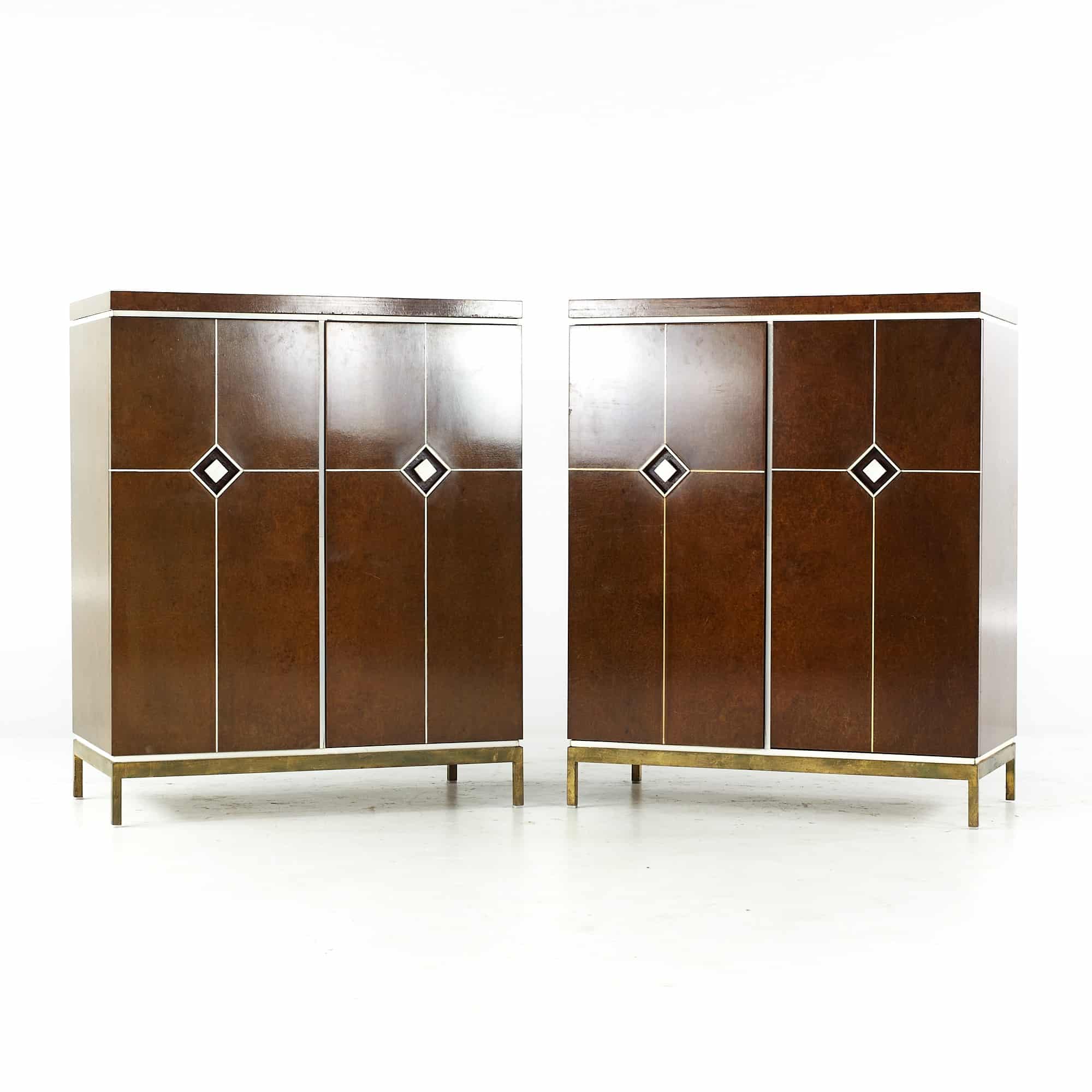 Tommi Parzinger for Charak Mid Century Bar Cabinet - Pair