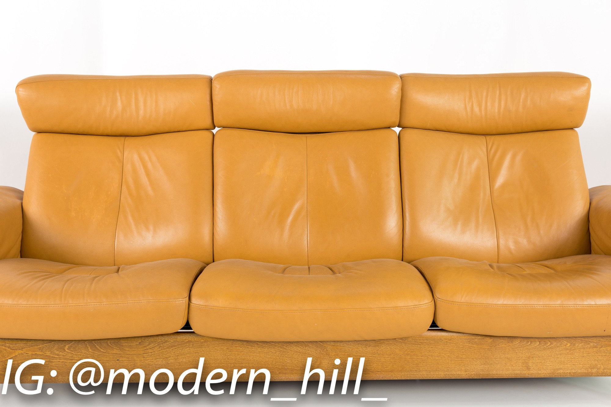 Ekornes Teak and Leather Stressless Mid Century Sofa