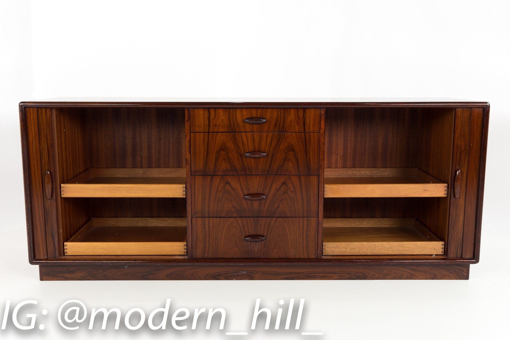 Dyrlund Rosewood Tambour Door Mid Century Lowboy Dresser