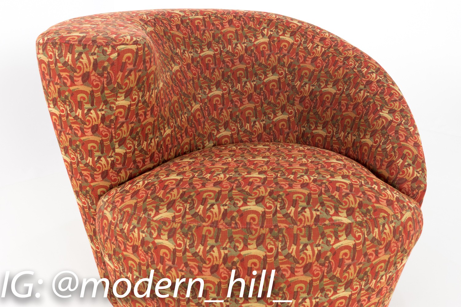 Vladimir Kagan Mid Century Nautilus Swivel Barrel Lounge Chairs - Matching Pair