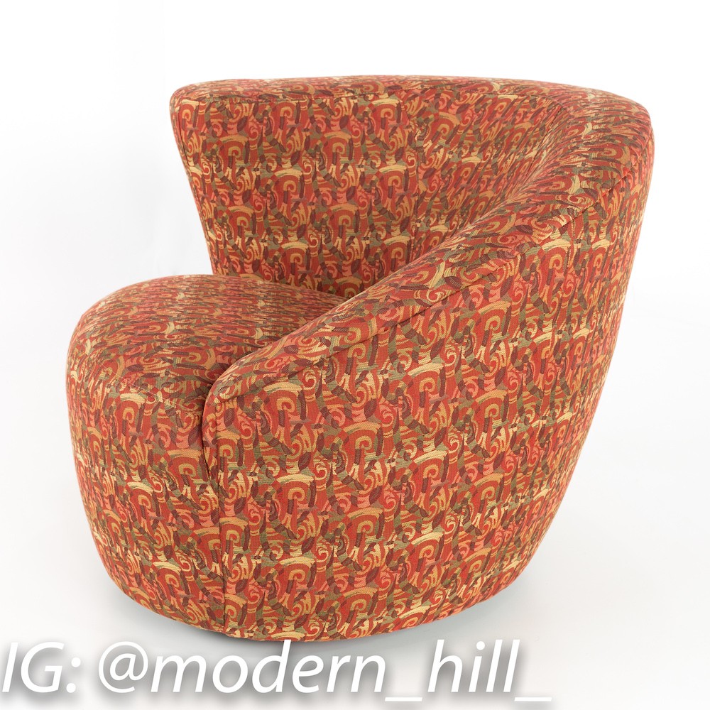 Vladimir Kagan Mid Century Nautilus Swivel Barrel Lounge Chairs - Matching Pair