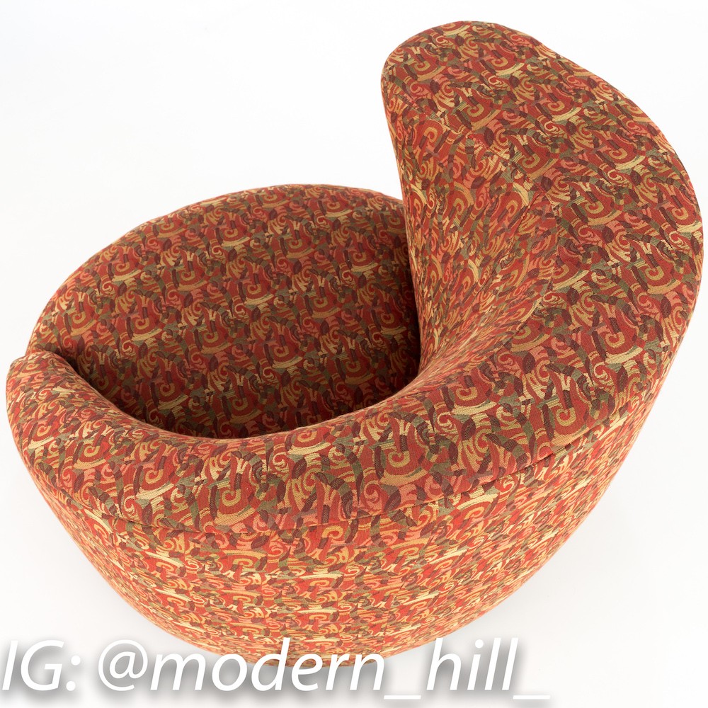Vladimir Kagan Mid Century Nautilus Swivel Barrel Lounge Chairs - Matching Pair