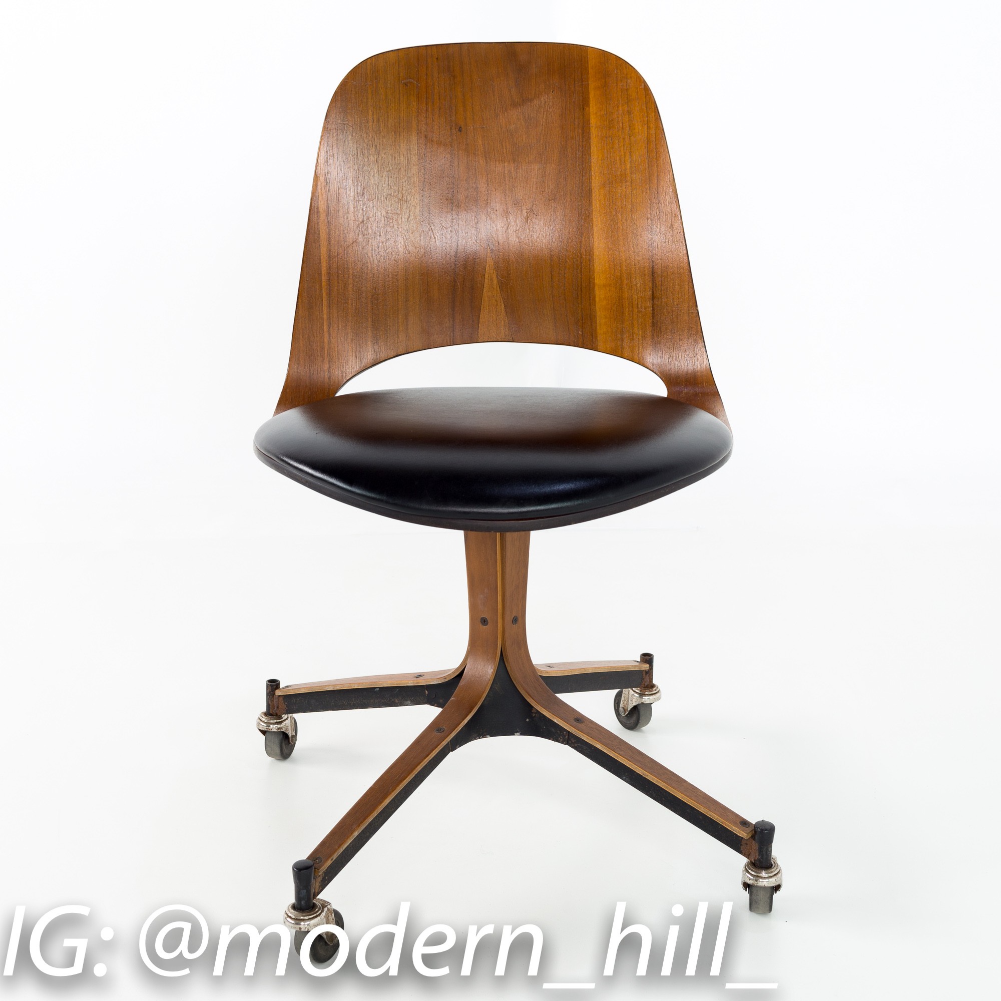 Plycraft Mid Century Walnut Desk Chair