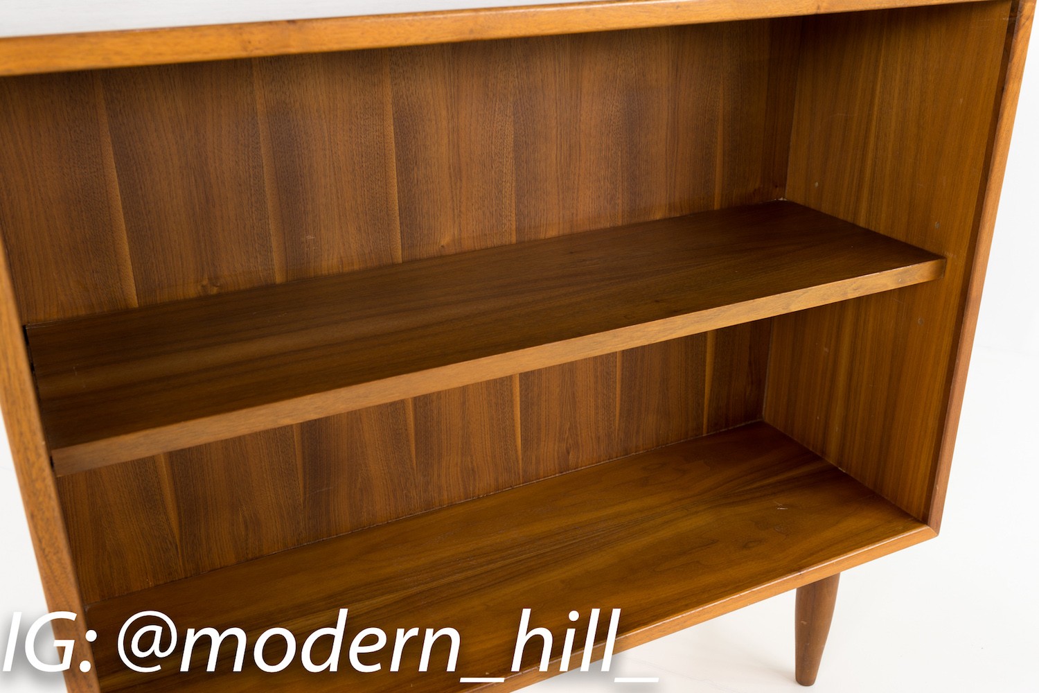 Mid Century Walnut Console Media Cabinet Shelves