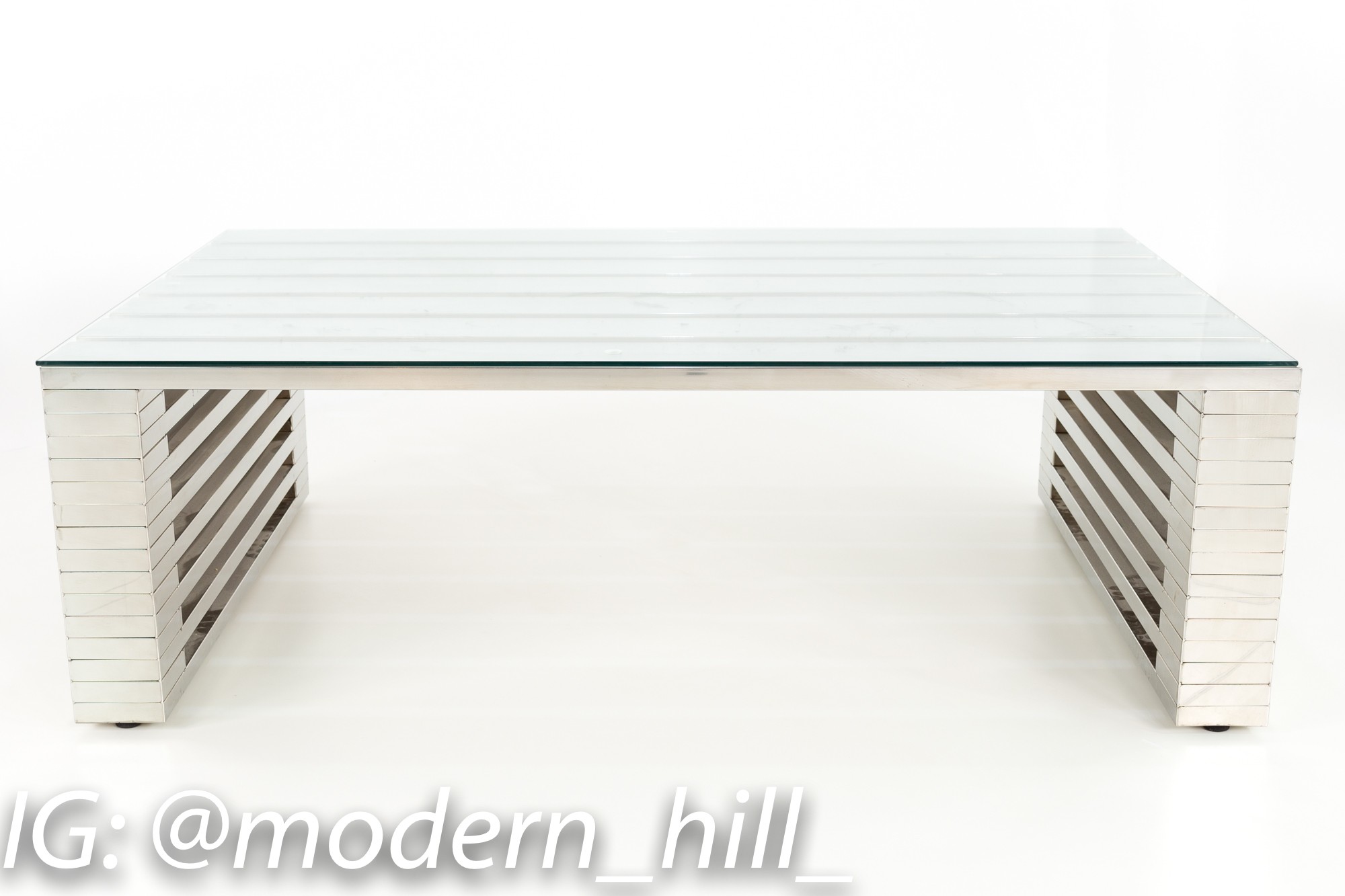 Timothy Oulton Zazenne Mid Century Modern Steel and Glass Coffee Table