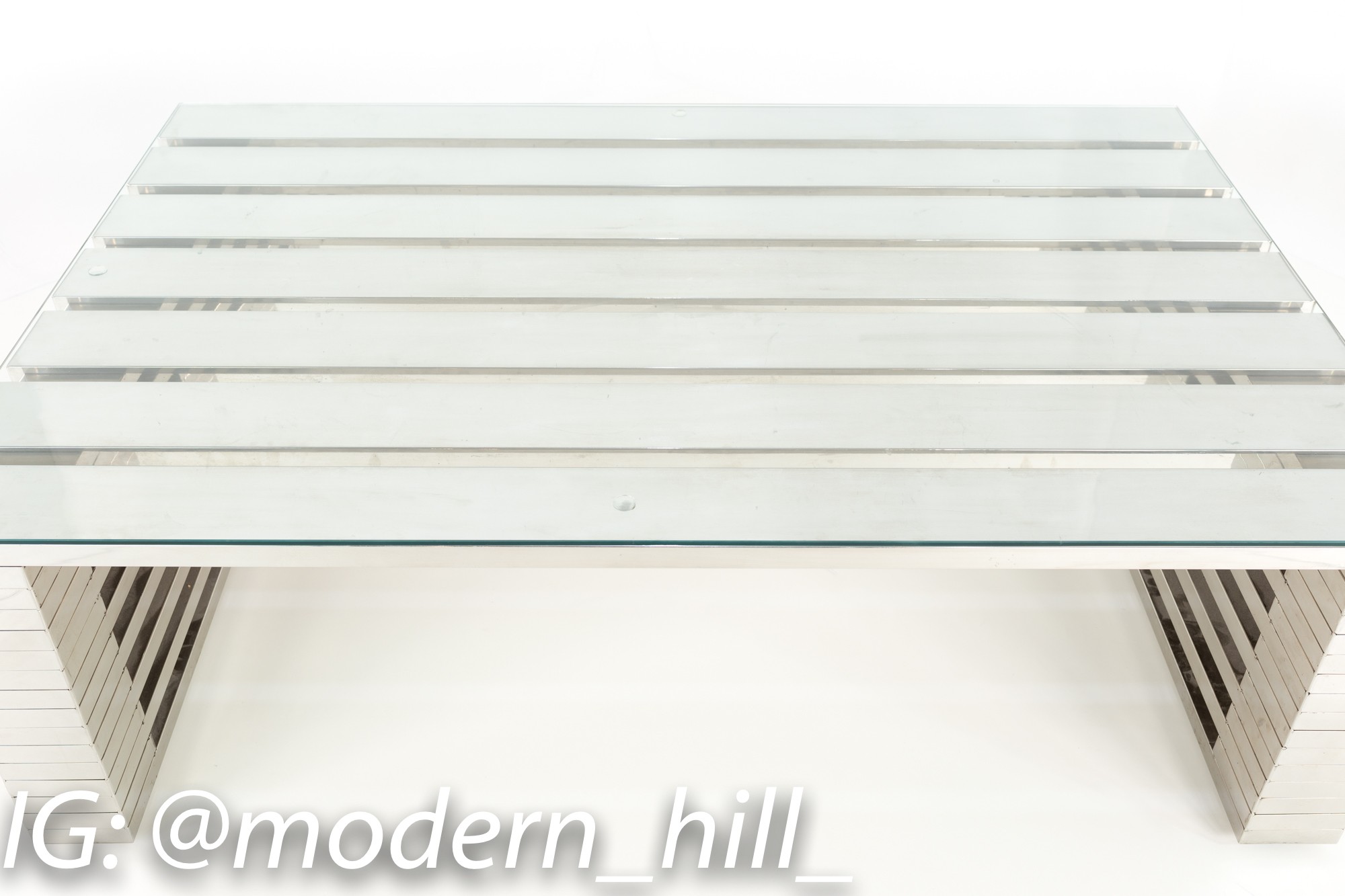 Timothy Oulton Zazenne Mid Century Modern Steel and Glass Coffee Table