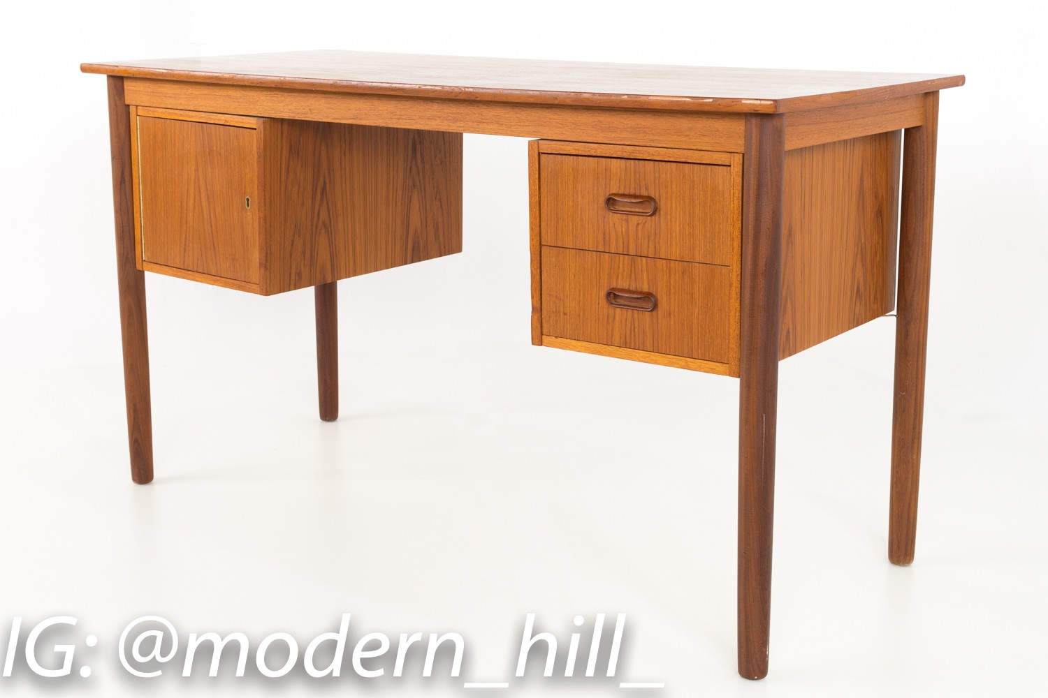Arne Vodder Style Danish Teak 2 Sided Mid Century Desk