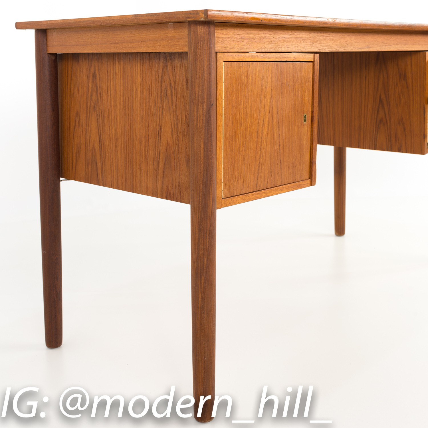 Arne Vodder Style Danish Teak 2 Sided Mid Century Desk
