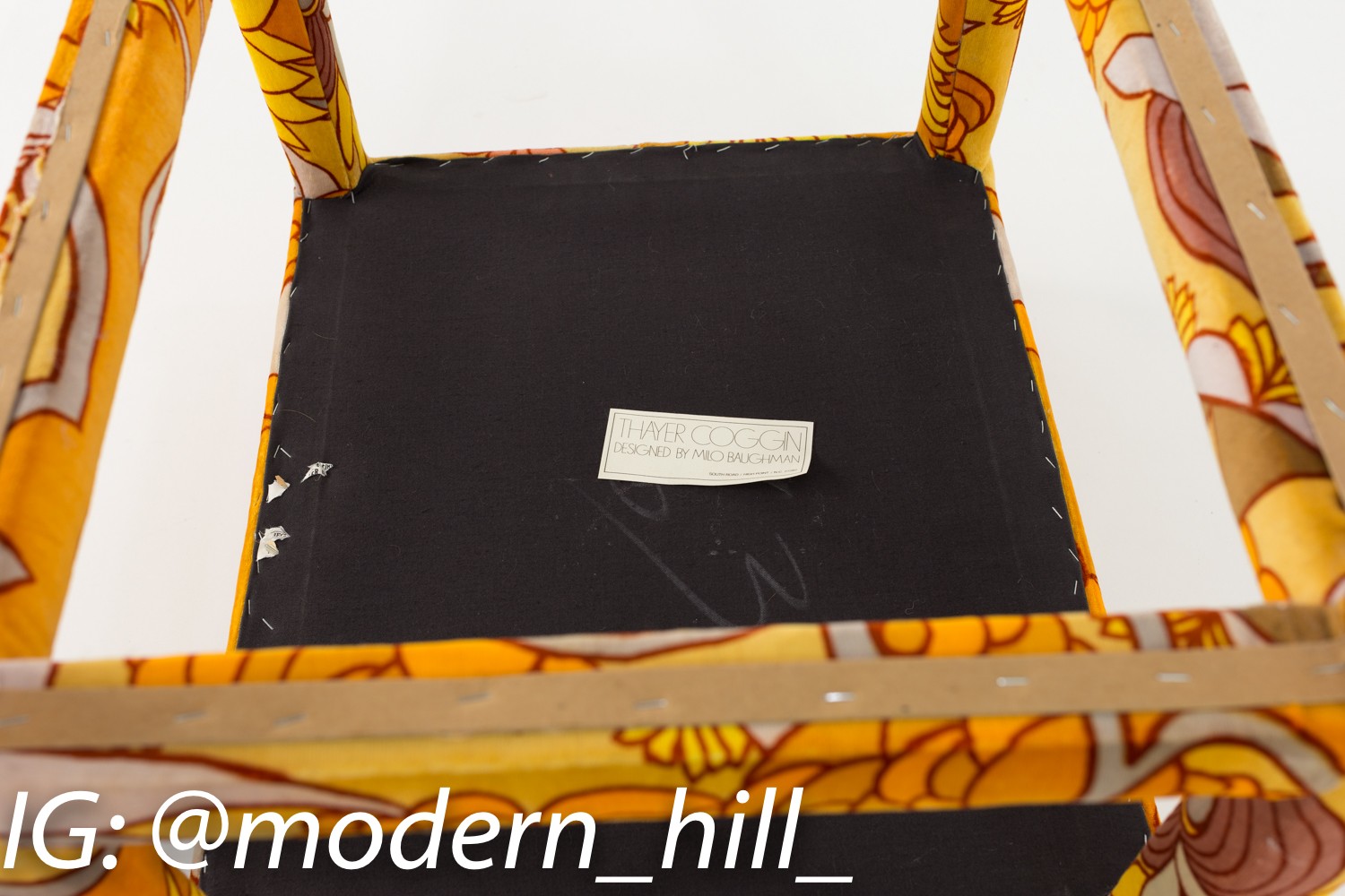 Milo Baughman for Thayer Coggin Parsons Ottoman Stool with Jack Lenor Larsen Fabric