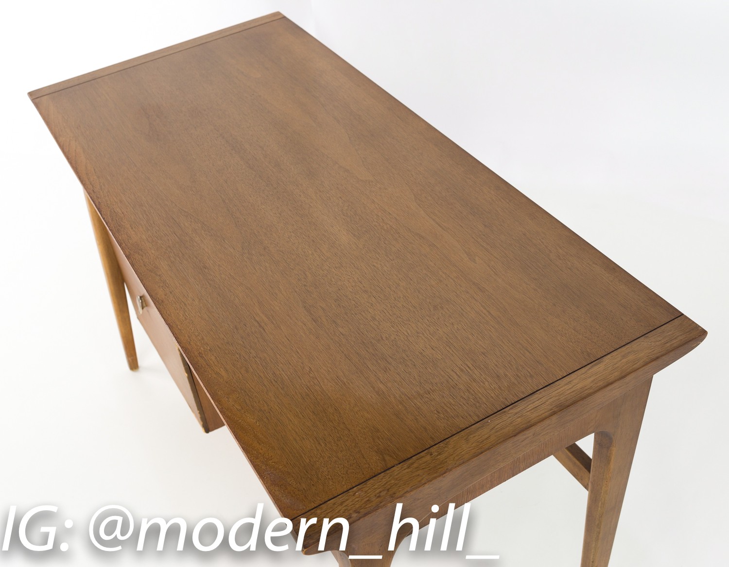 John Van Koert for Drexel Mid Century Pecan Single Sided Desk