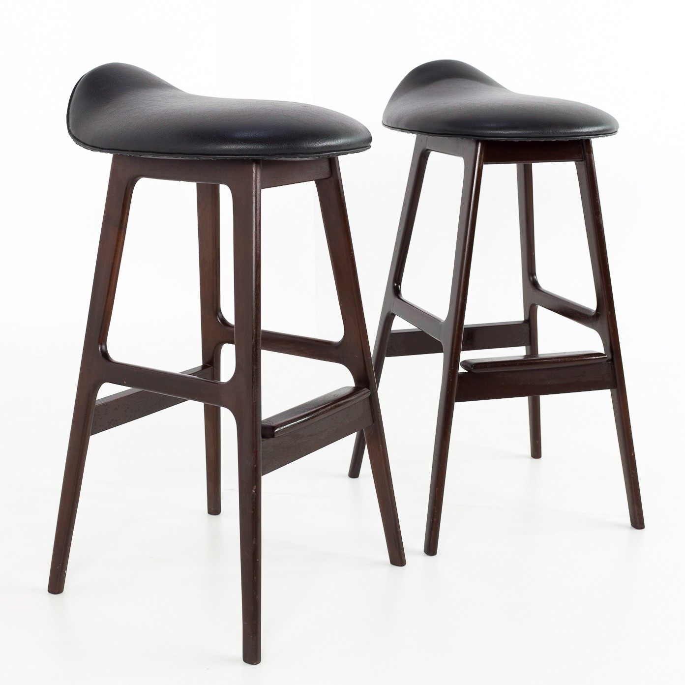 Erik Buck Mid Century Modern Rosewood Bar Stools - Matching Pair