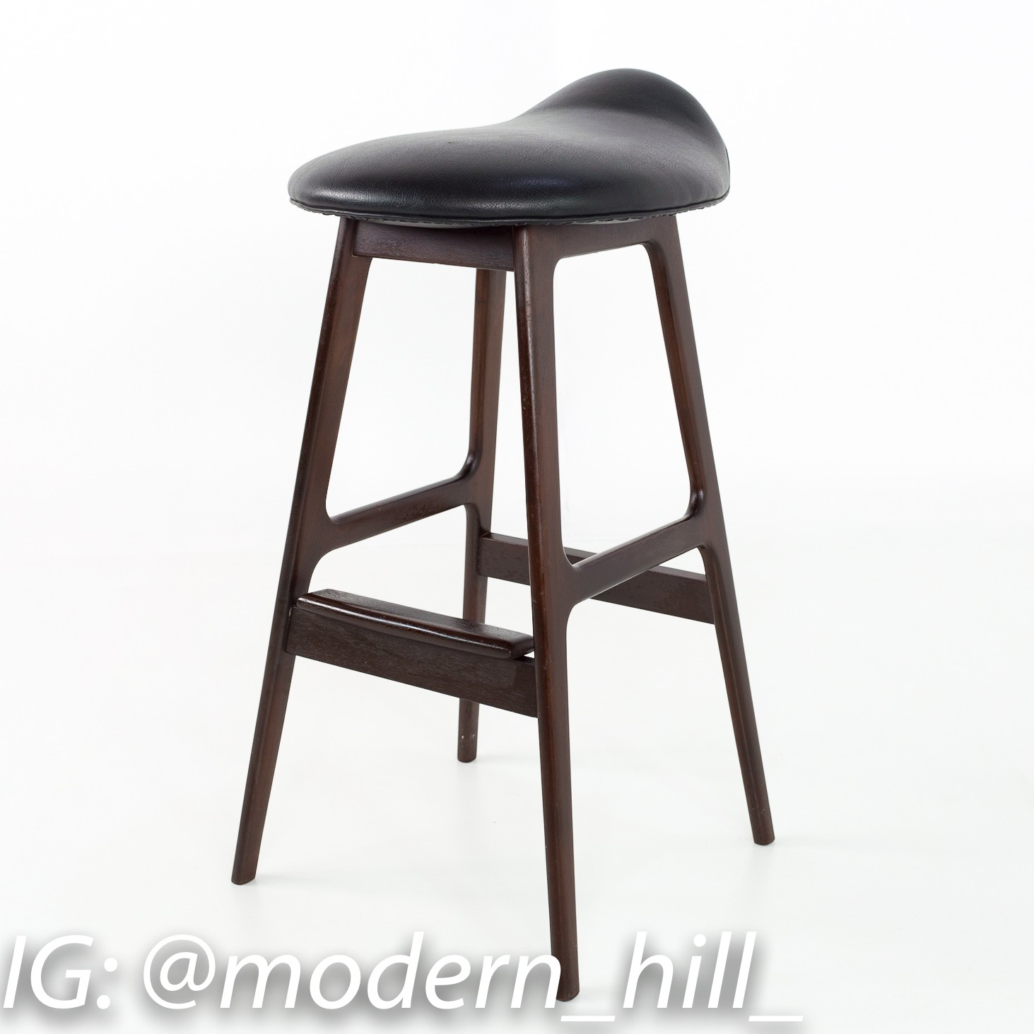 Erik Buck Mid Century Modern Rosewood Bar Stools - Matching Pair