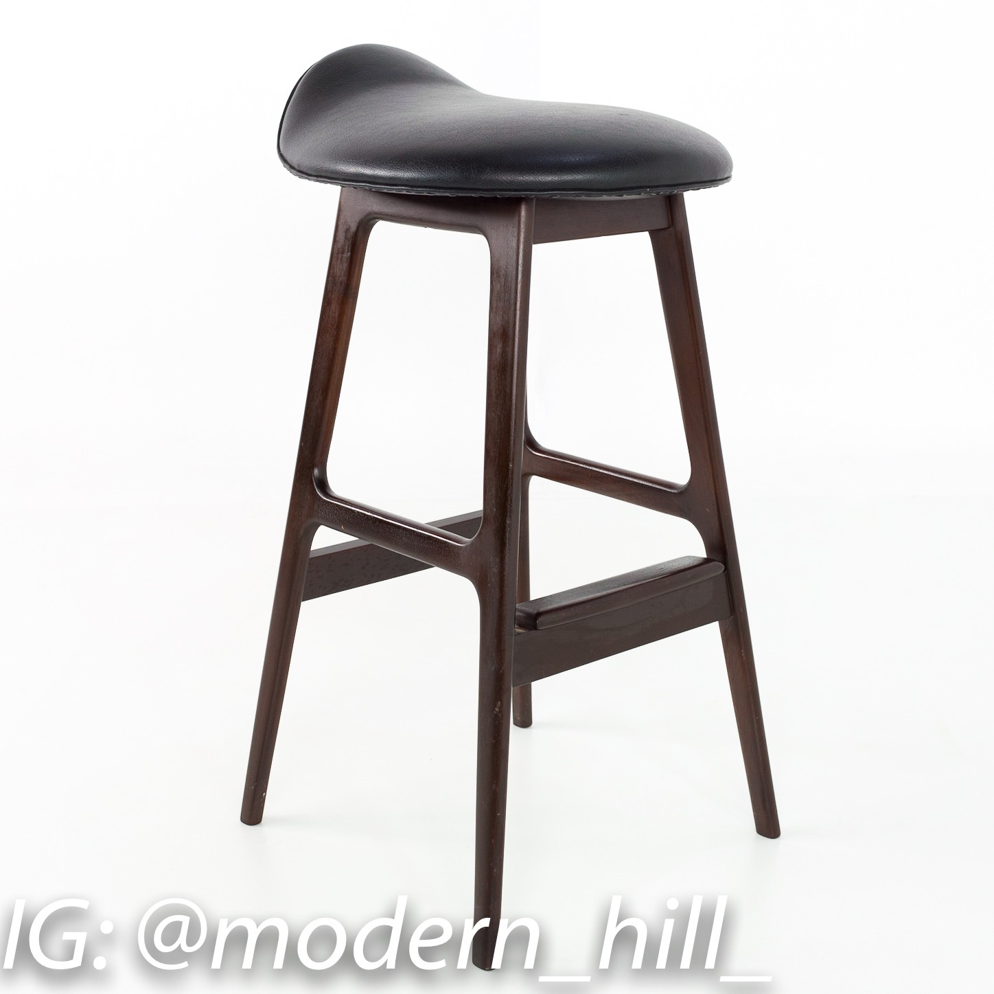 Erik Buck Mid Century Modern Rosewood Bar Stools - Matching Pair