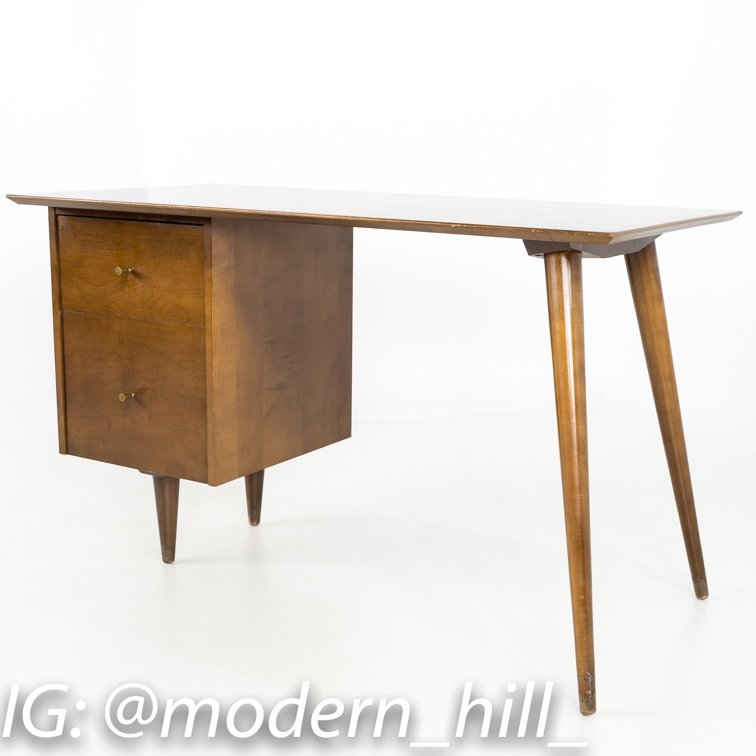 Paul Mccobb for Planner Group Mid Century Tobacco Finish Single Sided Desk