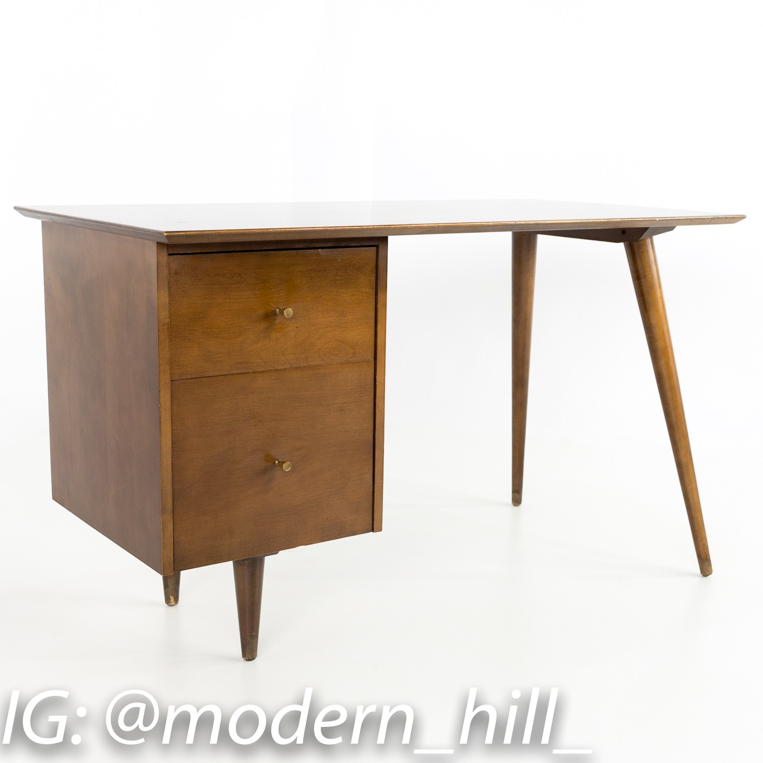 Paul Mccobb for Planner Group Mid Century Tobacco Finish Single Sided Desk