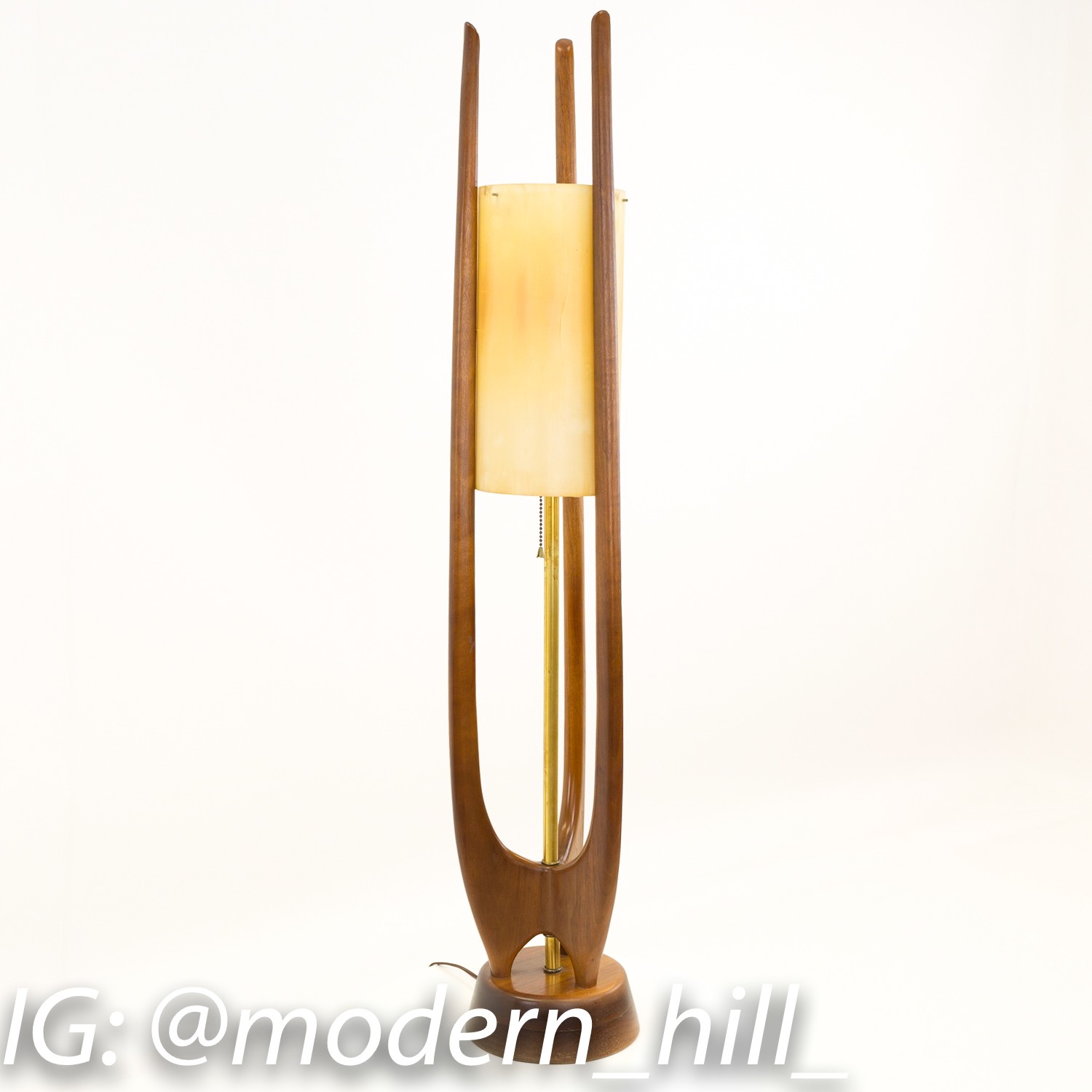 Modeline Adrian Pearsall Style Mid Century Walnut Sculptural Table Lamps