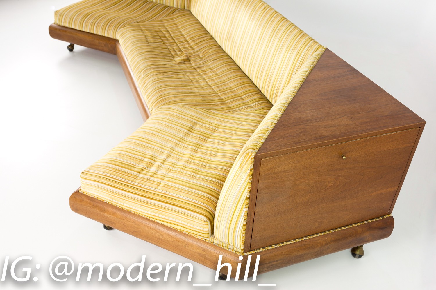 Adrian Pearsall Mid Century Walnut and Velvet Boomerang Storage Sofa