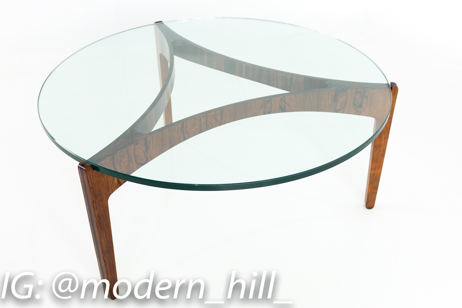Sven Elekjaer Mid Century Modern Rosewood and Glass Round Coffee Table