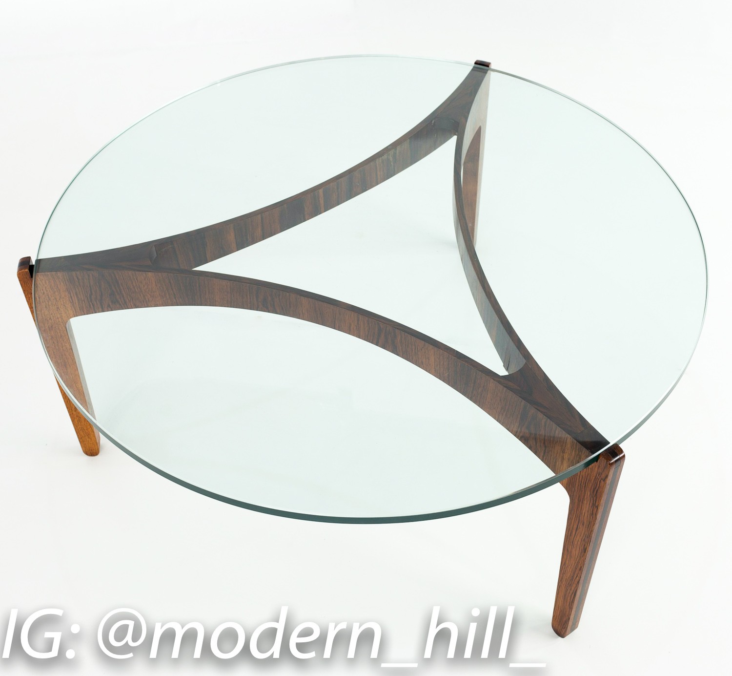 Sven Elekjaer Mid Century Modern Rosewood and Glass Round Coffee Table