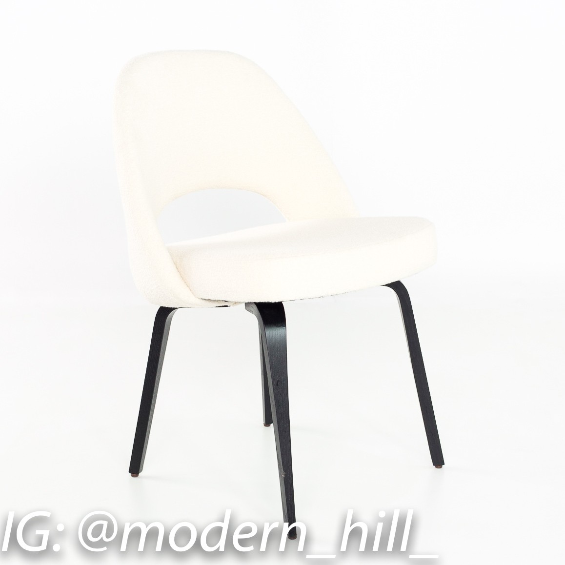 Images | Mid Century Modern Furniture - Mid Century Furniture Chicago Eero Saarinen for Knoll Boucle and Ebonized Wood Executive Armless Side Chairs - Matching Pair