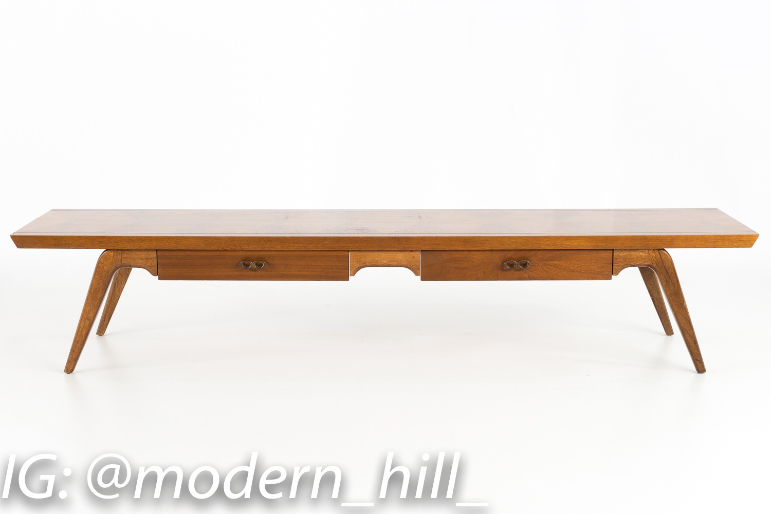Images | Mid Century Modern Furniture - Mid Century Furniture Chicago Lane Long Walnut and Brass 2 Drawer Mid Century Coffee Table