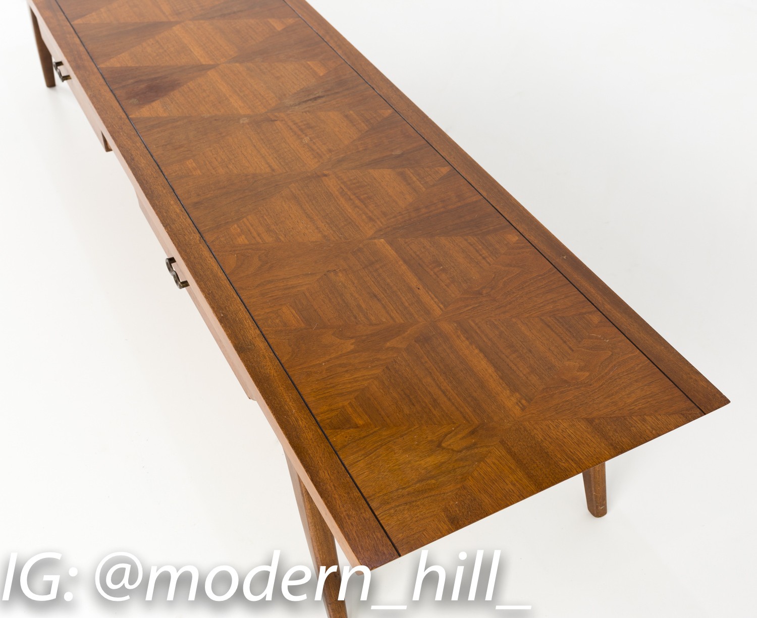 Images | Mid Century Modern Furniture - Mid Century Furniture Chicago Lane Long Walnut and Brass 2 Drawer Mid Century Coffee Table