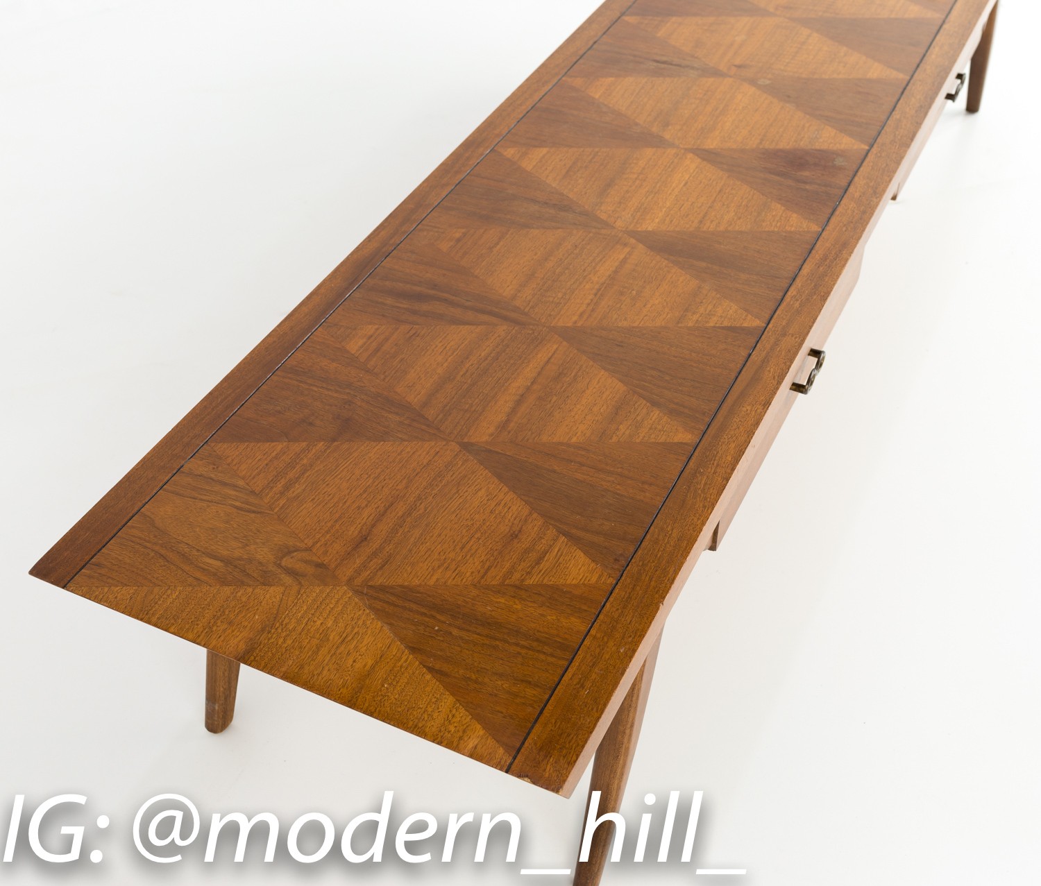 Images | Mid Century Modern Furniture - Mid Century Furniture Chicago Lane Long Walnut and Brass 2 Drawer Mid Century Coffee Table