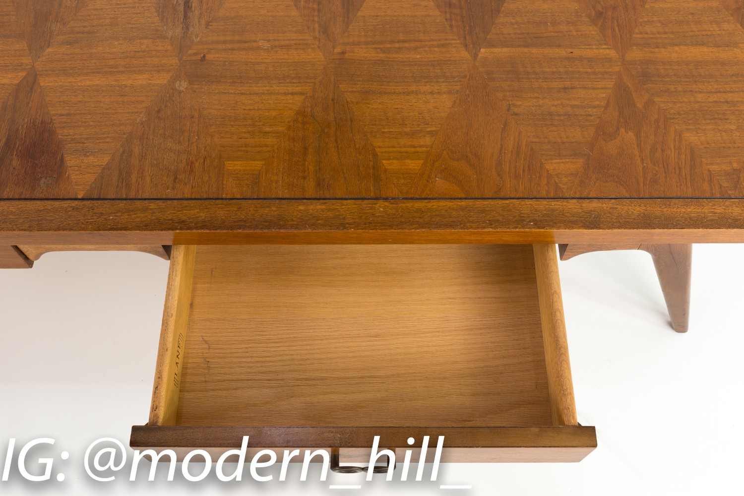 Images | Mid Century Modern Furniture - Mid Century Furniture Chicago Lane Long Walnut and Brass 2 Drawer Mid Century Coffee Table