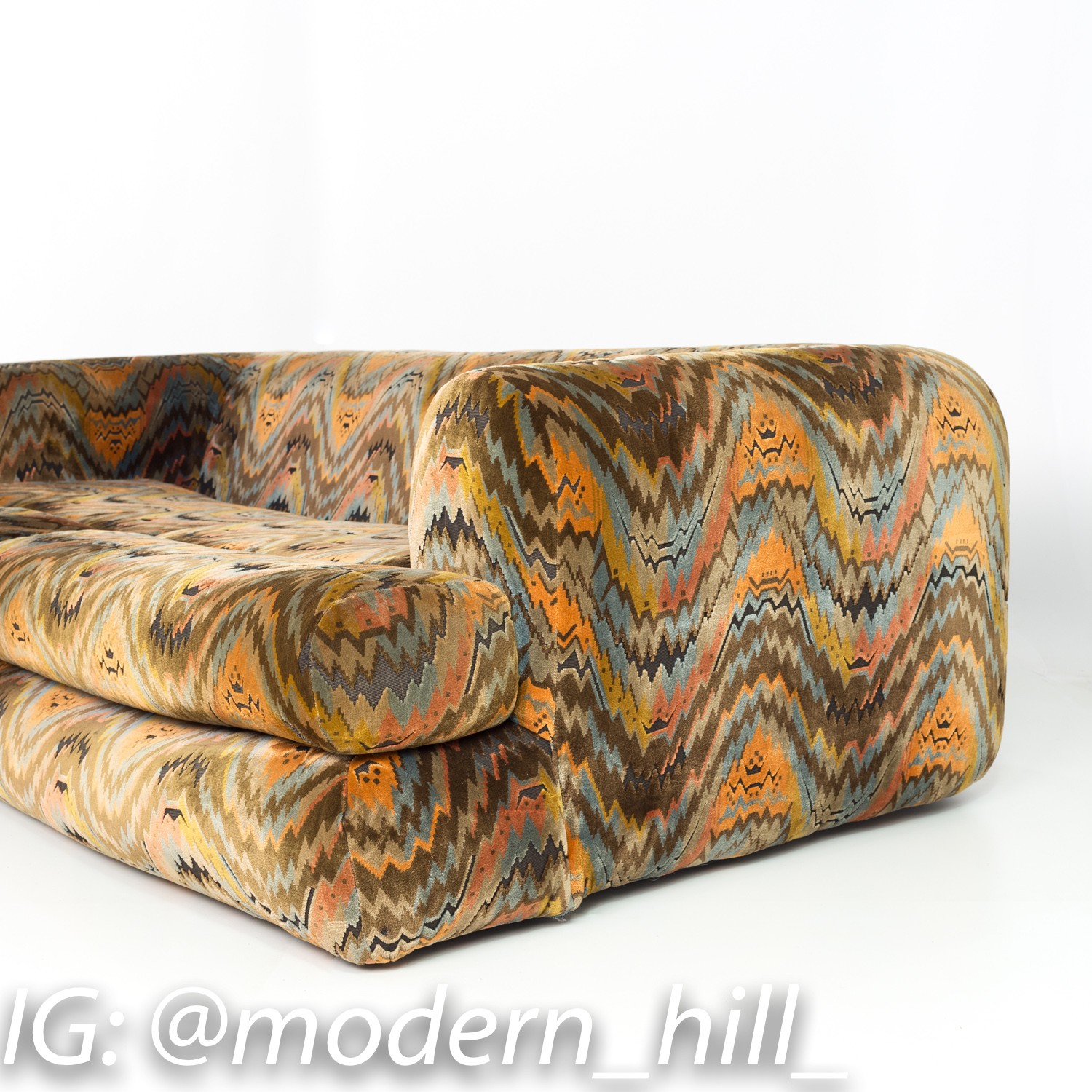 Milo Baughman for Thayer Coggin Mid Century Modern Sofa with Jack Lenor Larsen Style Fabric