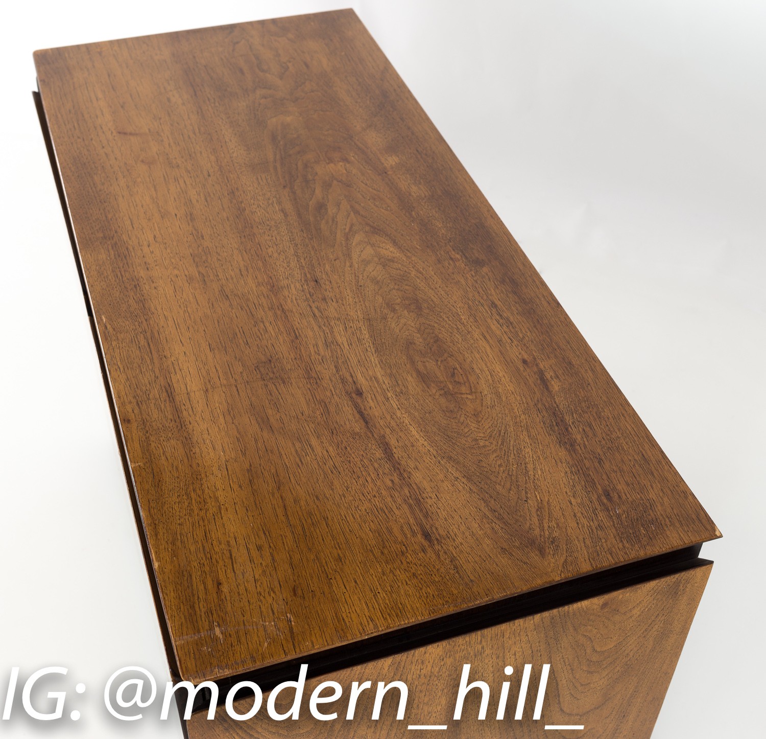 Milo Baughman Style Burlwood and Oak Mid Century Sideboard Credenza