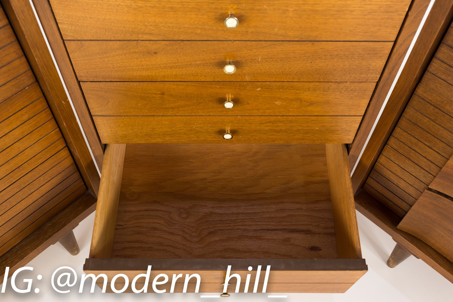 Johnson Carper Mid Century Modern 3 Piece Corner Walnut and Formica Dresser Desk