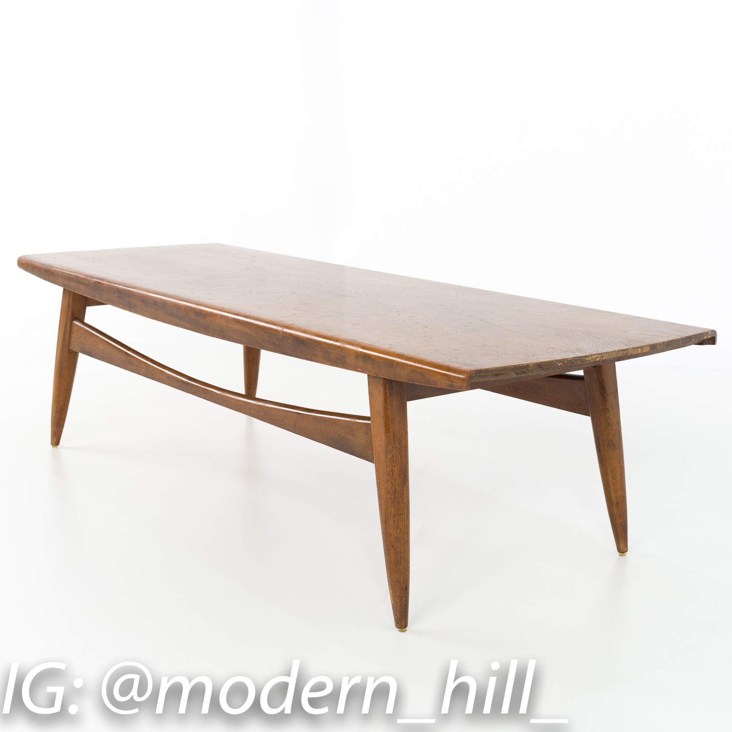 Mid Century Modern Walnut Danish Style Surfboard Coffee Table