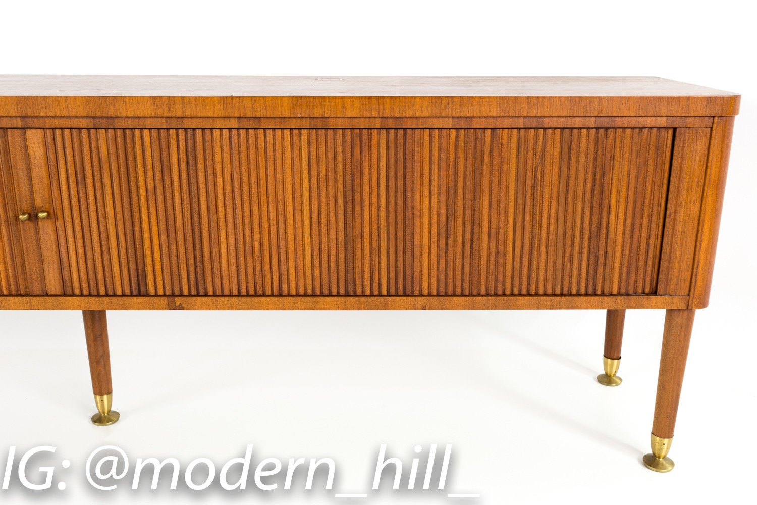 Stow and Davis Mid Century Extra Long Walnut Tambour Door Sideboard Credenza Console
