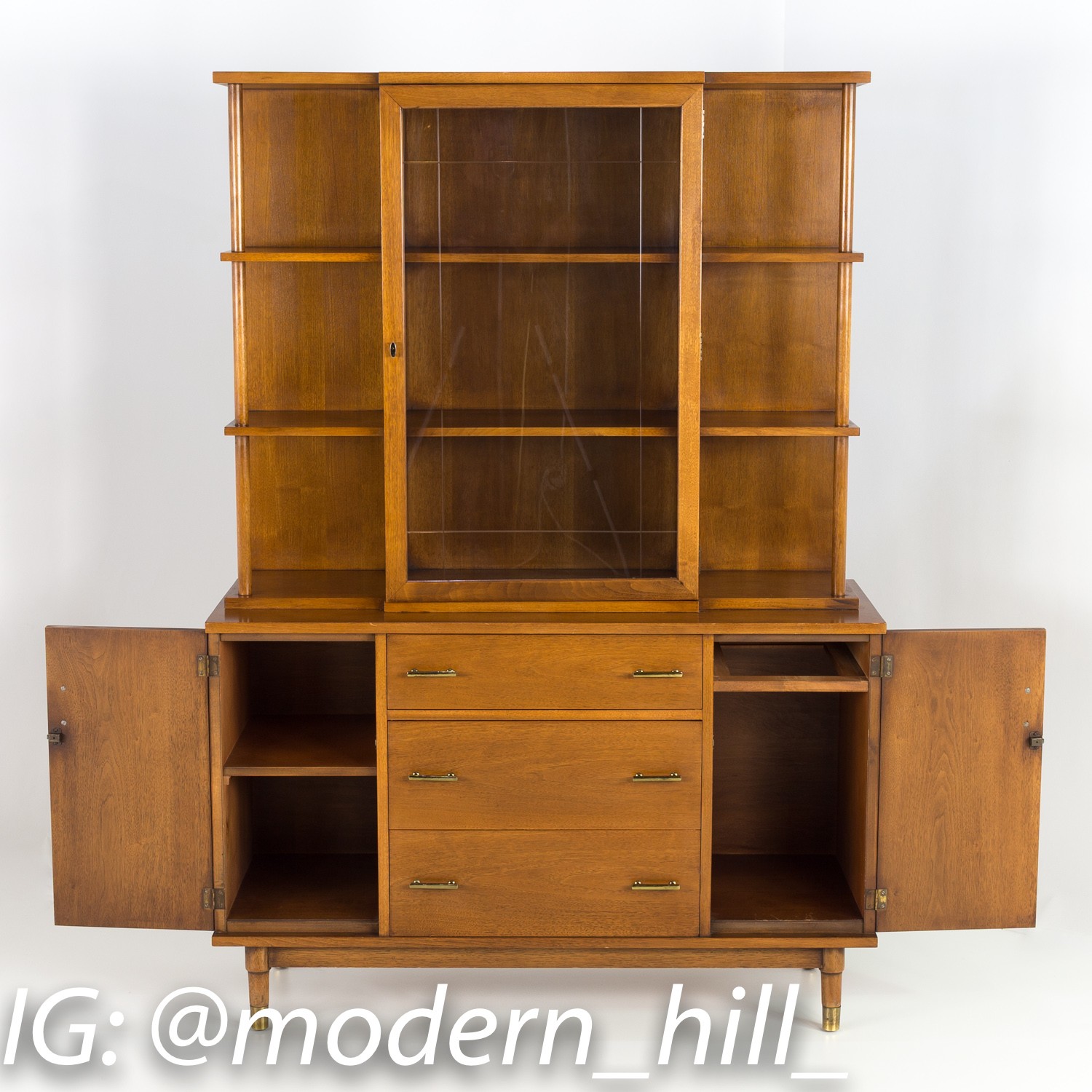 Mid Century Drexel China Cabinet Buffet and Hutch