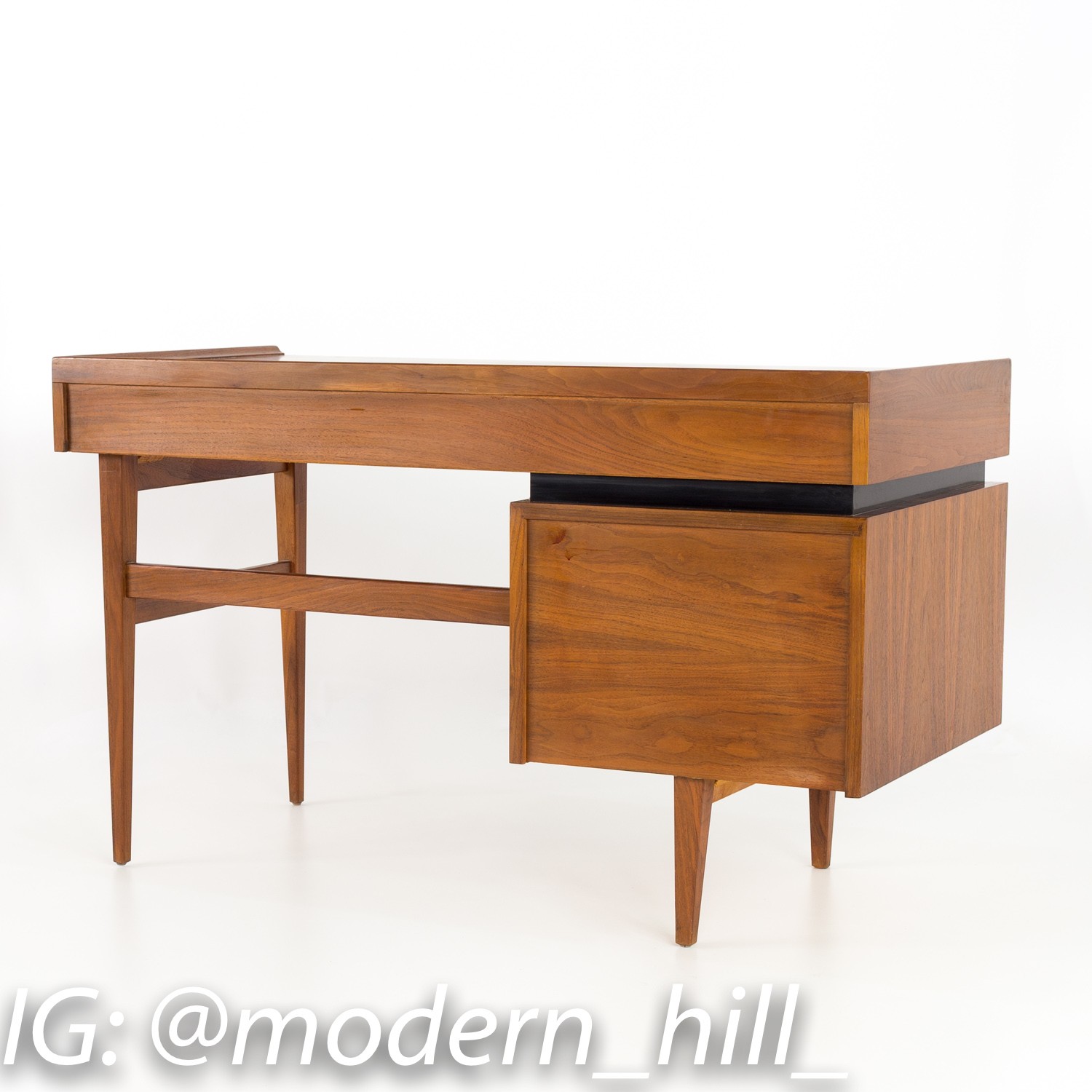 Merton Gershun for Dillingham Mid Century Walnut Floating 3 Drawer Desk