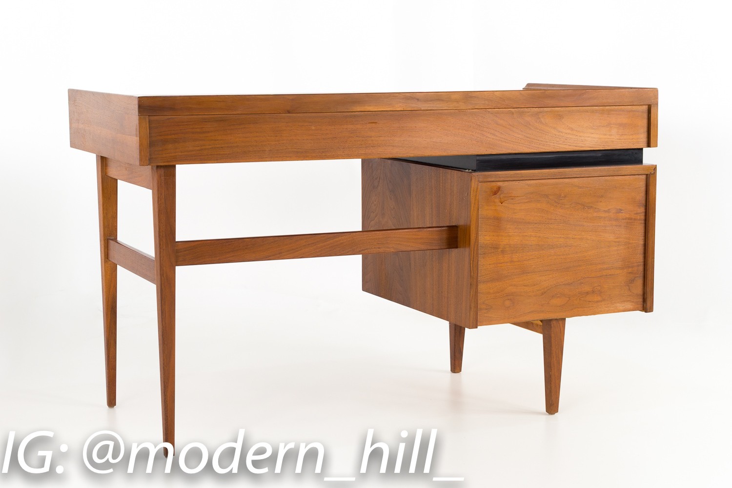 Merton Gershun for Dillingham Mid Century Walnut Floating 3 Drawer Desk