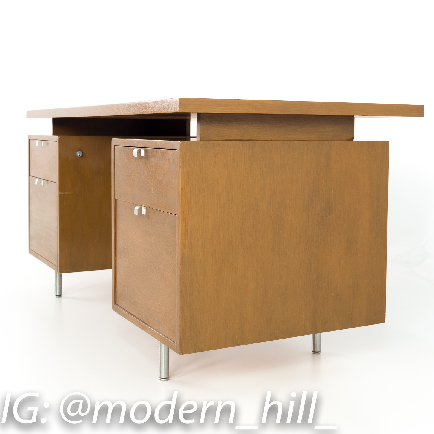 George Nelson for Herman Miller Mid Century Floating Walnut Double Sided Executive Desk